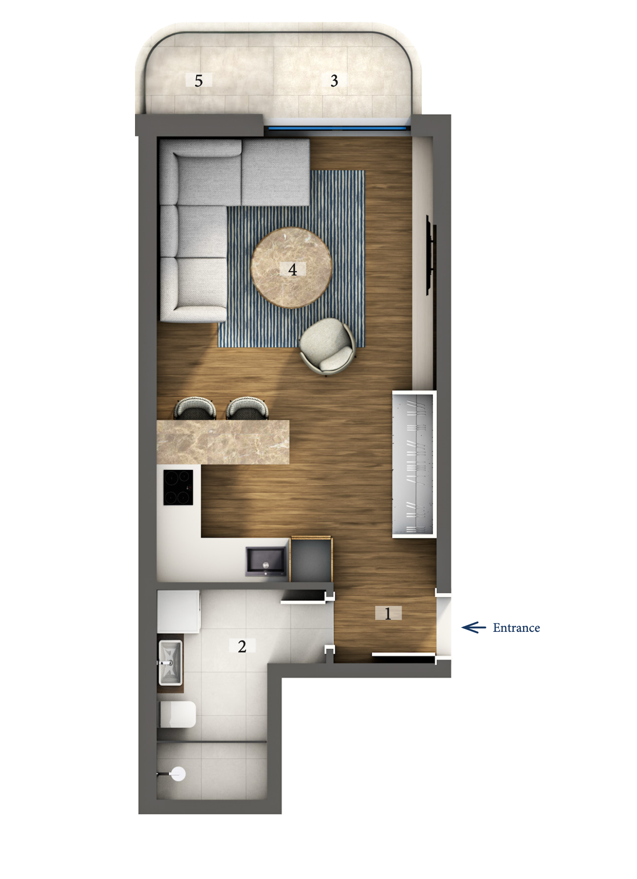 Studio 33.65 m²